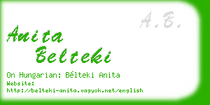 anita belteki business card
